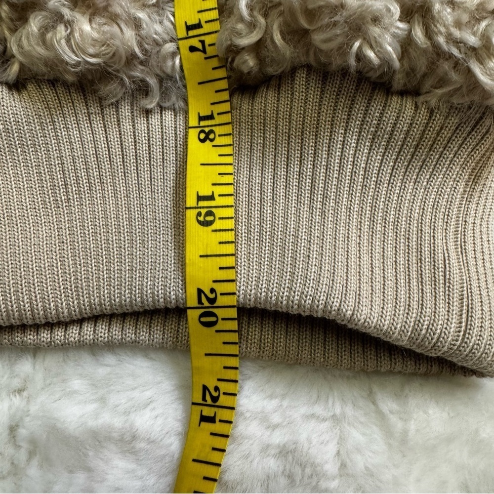 Fashion Nova Sherpa Teddy Jacket Coat Outerwear Size XS Beige Ribbed Cuffs Hem - Picture 15 of 16